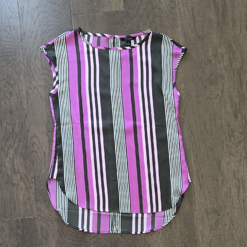 Banana Republic Pink and Black Striped Blouse